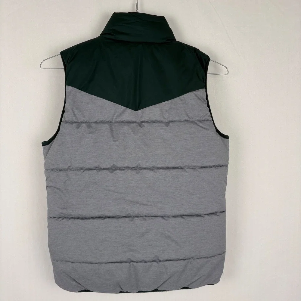 Nike Michigan State‎ Spartans Puffer Vest Mens Full Zip Gray Green Size Small
